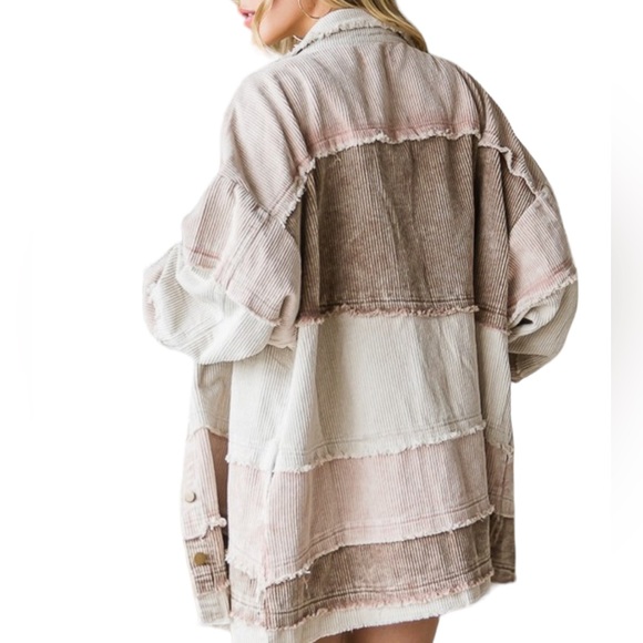 Women’s Mauve Mineral Wash Colorblock Shacket - Picture 5 of 5